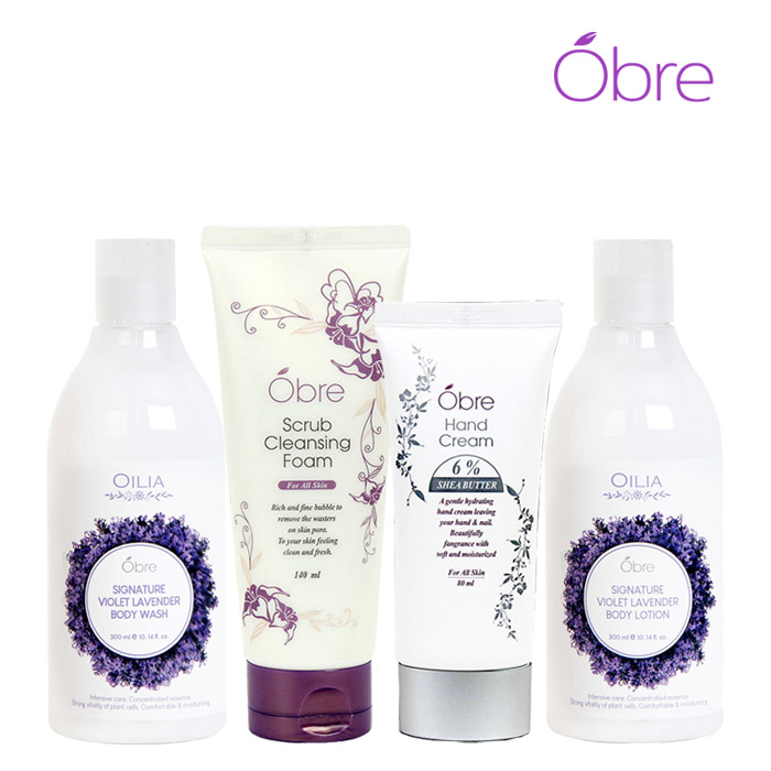 [오일리아] 오브레 아로마바디4종 SET (샤워젤 300ml+바디로션 300ml+핸드크림 80ml+폼클린징 140ml)