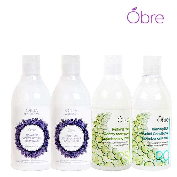 [오일리아] 오브레 바디&헤어4종 SET (샤워젤 300ml+바디로션 300ml+샴푸 300ml+린스 300ml)