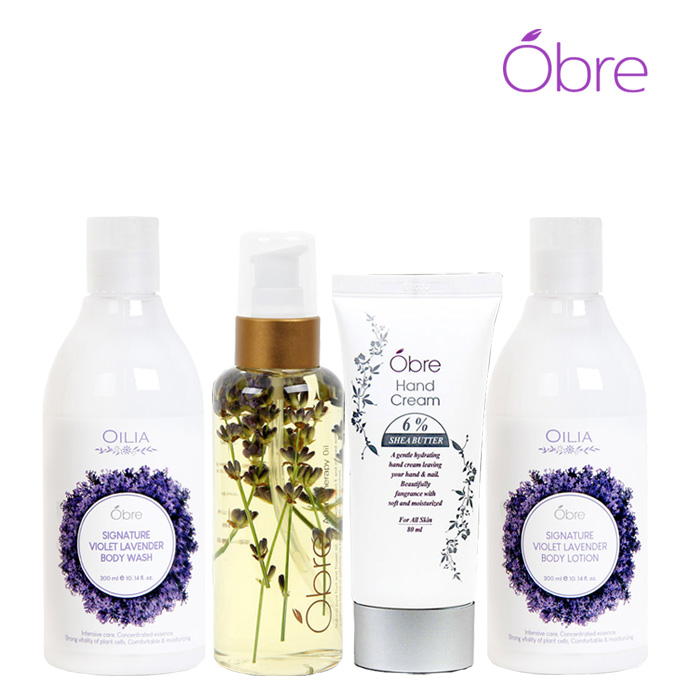 [오일리아] 오브레 아로마 바디&핸드 4종SET (샤워젤 300ml+바디로션 300ml+바디오일 140ml+핸드크림 80ml)