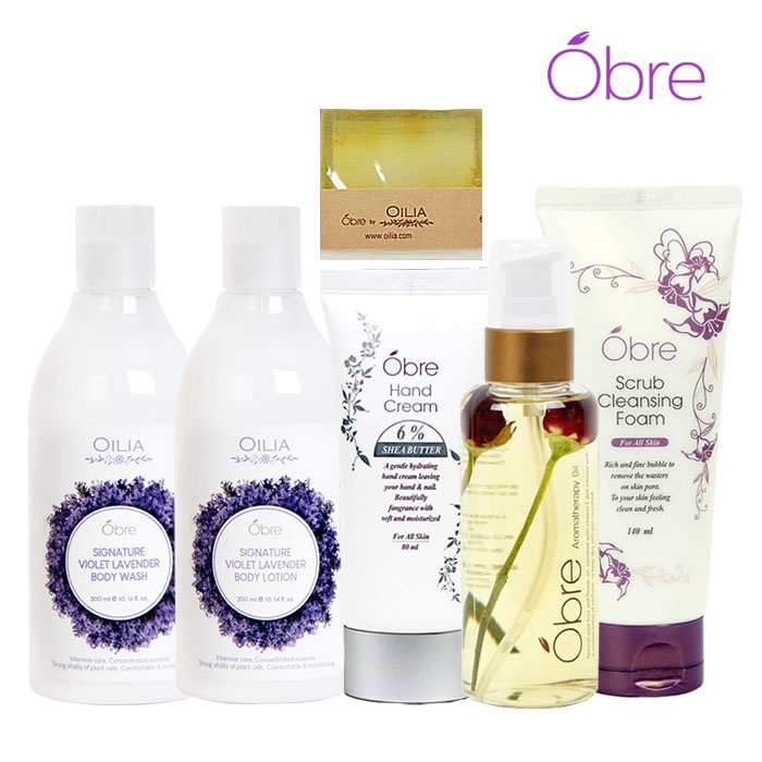 [오일리아] 오브레 아로마 6종 (샤워젤 300ml+바디로션 300ml+바디오일 140ml+핸드크림 80ml+폼클린징 140ml+비누 90g)