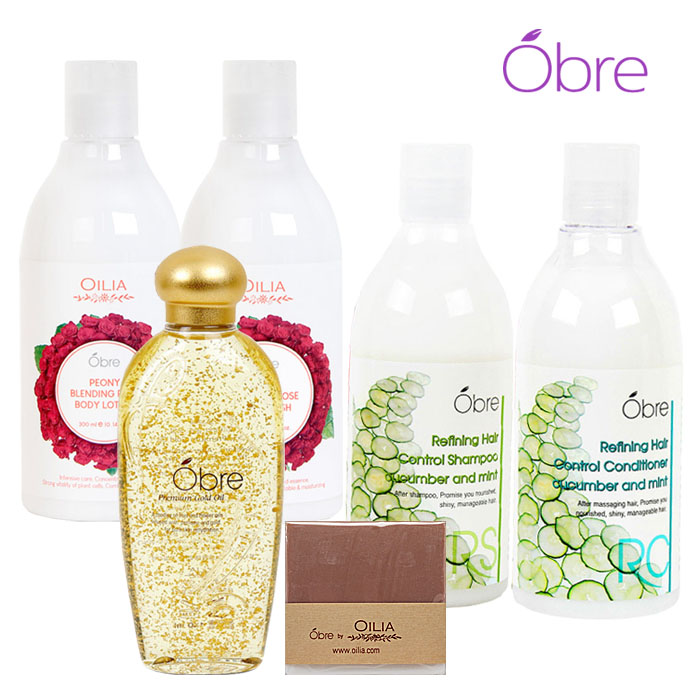 [오일리아] 오브레 골드바디&헤어6종 (샤워젤 300ml+바디로션 300ml+골드오일 140ml+샴푸 300 ml+린스 300ml+비누 90g)