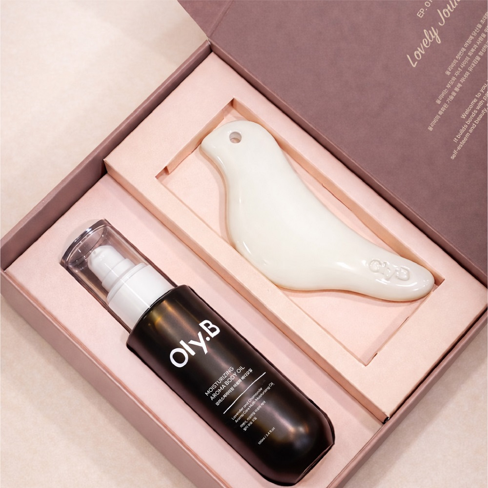 [올리비] 모이스처라이징 아로마 마사지 키트 (바디오일100ml+세라믹 괄사)