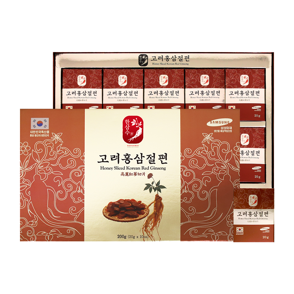 한삼수 고려홍삼절편 20g x 10개 (쇼핑백 포함) [A1049]